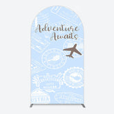 Aperturee - Aperturee Blue White Postmark Adventure Awaits Arch Backdrop